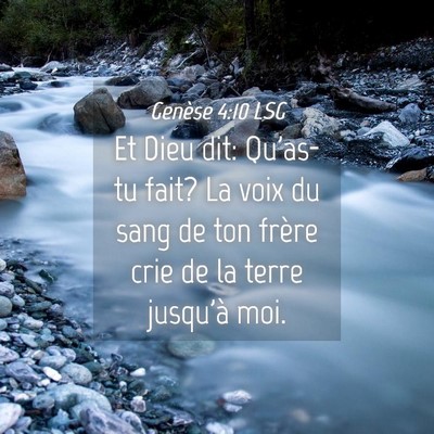 Picture 04 - Genèse 4:10 LSG - Et Dieu dit: Qu'as-tu fait? La voix du sang de - Bible Verse Picture