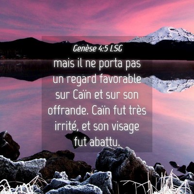 Picture 04 - Genèse 4:5 LSG - mais il ne porta pas un regard favorable sur - Bible Verse Picture