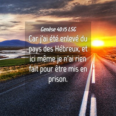 Picture 04 - Genèse 40:15 LSG - Car j'ai été enlevé du pays des Hébreux, et - Bible Verse Picture