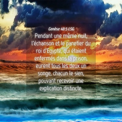 Picture 04 - Genèse 40:5 LSG - Pendant une même nuit, l'échanson et le - Bible Verse Picture