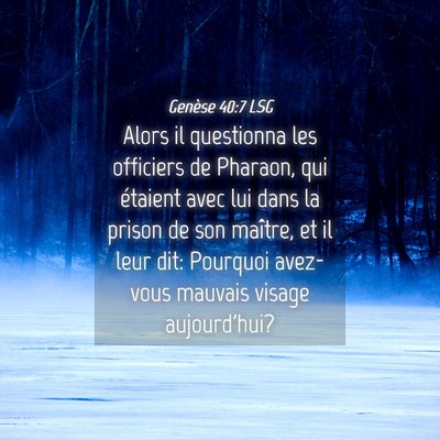 Picture 04 - Genèse 40:7 LSG - Alors il questionna les officiers de Pharaon, qui - Bible Verse Picture