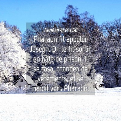 Picture 04 - Genèse 41:14 LSG - Pharaon fit appeler Joseph. On le fit sortir en - Bible Verse Picture