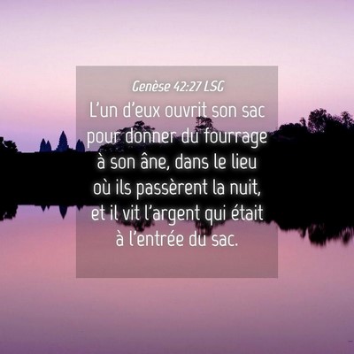 Picture 04 - Genèse 42:27 LSG - L'un d'eux ouvrit son sac pour donner du fourrage - Bible Verse Picture