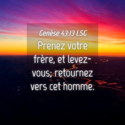 Picture 04 - Genèse 43:13 LSG - Prenez votre frère, et levez-vous; retournez - Bible Verse Picture