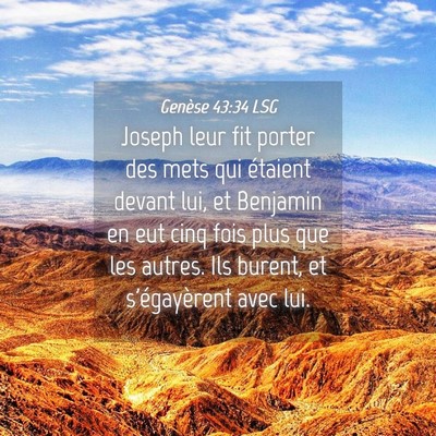 Picture 04 - Genèse 43:34 LSG - Joseph leur fit porter des mets qui étaient - Bible Verse Picture
