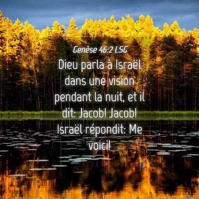 Picture 04 - Genèse 46:2 LSG - Dieu parla à Israël dans une vision pendant la - Bible Verse Picture