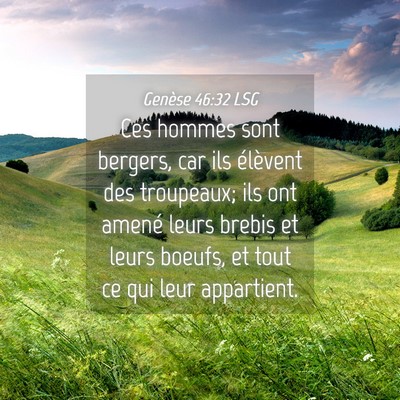 Picture 04 - Genèse 46:32 LSG - Ces hommes sont bergers, car ils élèvent des - Bible Verse Picture