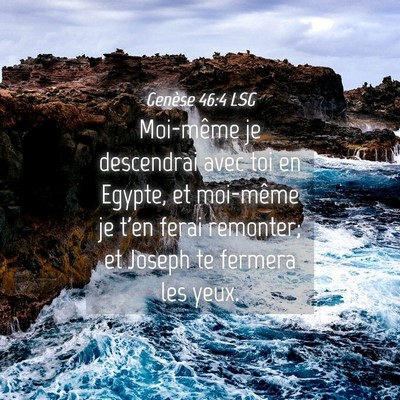 Picture 04 - Genèse 46:4 LSG - Moi-même je descendrai avec toi en Egypte, et - Bible Verse Picture