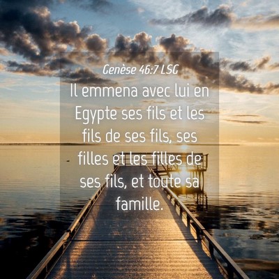 Picture 04 - Genèse 46:7 LSG - Il emmena avec lui en Egypte ses fils et les fils - Bible Verse Picture