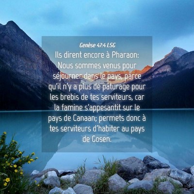 Picture 04 - Genèse 47:4 LSG - Ils dirent encore à Pharaon: Nous sommes venus - Bible Verse Picture