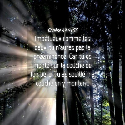 Picture 04 - Genèse 49:4 LSG - Impétueux comme les eaux, tu n'auras pas la - Bible Verse Picture