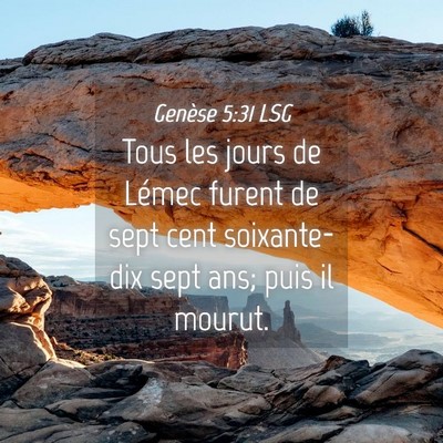 Picture 04 - Genèse 5:31 LSG - Tous les jours de Lémec furent de sept cent - Bible Verse Picture