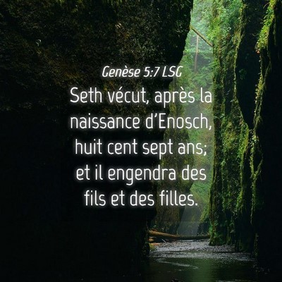 Picture 04 - Genèse 5:7 LSG - Seth vécut, après la naissance d'Enosch, huit - Bible Verse Picture