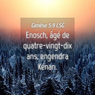 Picture 04 - Genèse 5:9 LSG - Enosch, âgé de quatre-vingt-dix ans, engendra - Bible Verse Picture