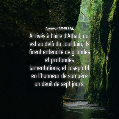 Picture 04 - Genèse 50:10 LSG - Arrivés à l'aire d'Athad, qui est au delà du - Bible Verse Picture
