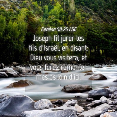 Picture 04 - Genèse 50:25 LSG - Joseph fit jurer les fils d'Israël, en disant: - Bible Verse Picture