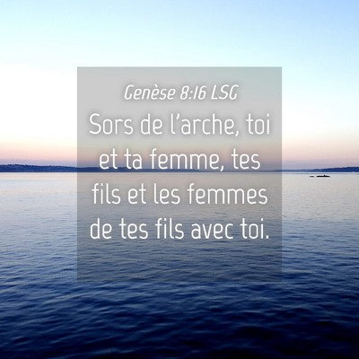 Picture 04 - Genèse 8:16 LSG - Sors de l'arche, toi et ta femme, tes fils et les - Bible Verse Picture