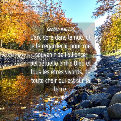 Picture 04 - Genèse 9:16 LSG - L'arc sera dans la nue; et je le regarderai, pour - Bible Verse Picture