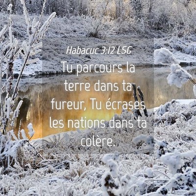 Picture 04 - Habacuc 3:12 LSG - Tu parcours la terre dans ta fureur, Tu écrases - Bible Verse Picture