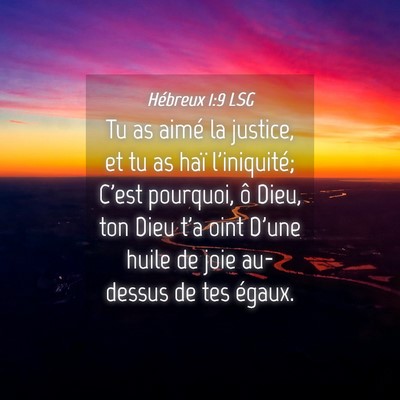 Picture 04 - Hébreux 1:9 LSG - Tu as aimé la justice, et tu as haï - Bible Verse Picture