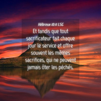 Picture 04 - Hébreux 10:11 LSG - Et tandis que tout sacrificateur fait chaque jour - Bible Verse Picture