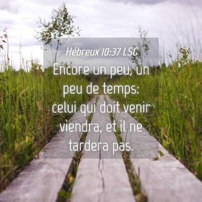 Picture 04 - Hébreux 10:37 LSG - Encore un peu, un peu de temps: celui qui doit - Bible Verse Picture