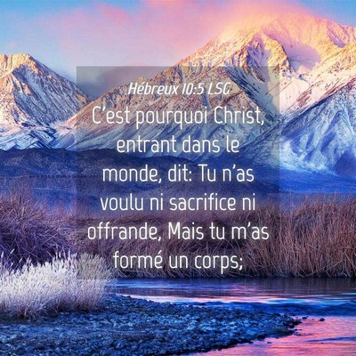 Picture 04 - Hébreux 10:5 LSG - C'est pourquoi Christ, entrant dans le monde, - Bible Verse Picture