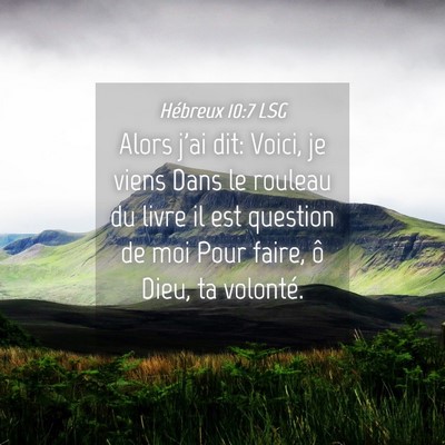Picture 04 - Hébreux 10:7 LSG - Alors j'ai dit: Voici, je viens Dans le rouleau - Bible Verse Picture