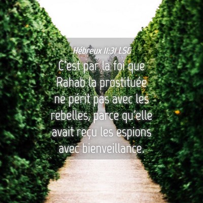 Picture 04 - Hébreux 11:31 LSG - C'est par la foi que Rahab la prostituée ne - Bible Verse Picture