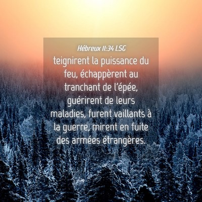 Picture 04 - Hébreux 11:34 LSG - teignirent la puissance du feu, échappèrent au - Bible Verse Picture