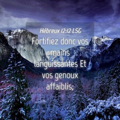 Picture 04 - Hébreux 12:12 LSG - Fortifiez donc vos mains languissantes Et vos - Bible Verse Picture