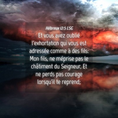 Picture 04 - Hébreux 12:5 LSG - Et vous avez oublié l'exhortation qui vous est - Bible Verse Picture