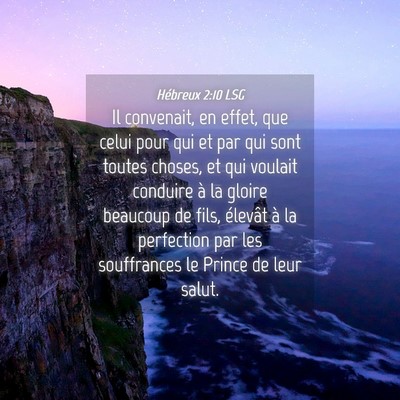 Picture 04 - Hébreux 2:10 LSG - Il convenait, en effet, que celui pour qui et par - Bible Verse Picture