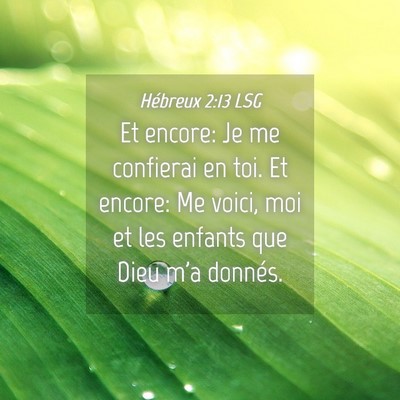 Picture 04 - Hébreux 2:13 LSG - Et encore: Je me confierai en toi. Et encore: Me - Bible Verse Picture