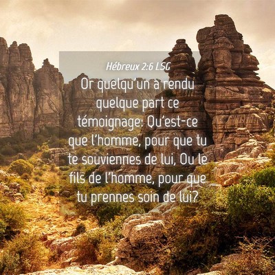 Picture 04 - Hébreux 2:6 LSG - Or quelqu'un a rendu quelque part ce témoignage: - Bible Verse Picture