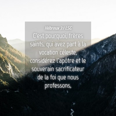 Picture 04 - Hébreux 3:1 LSG - C'est pourquoi, frères saints, qui avez part à - Bible Verse Picture