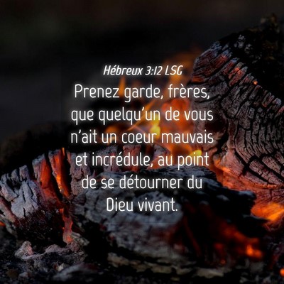 Picture 04 - Hébreux 3:12 LSG - Prenez garde, frères, que quelqu'un de vous - Bible Verse Picture