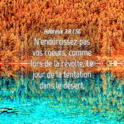 Picture 04 - Hébreux 3:8 LSG - N'endurcissez pas vos coeurs, comme lors de la - Bible Verse Picture