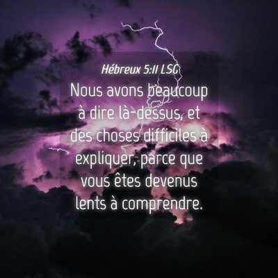 Picture 04 - Hébreux 5:11 LSG - Nous avons beaucoup à dire là-dessus, et des - Bible Verse Picture