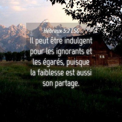 Picture 04 - Hébreux 5:2 LSG - Il peut être indulgent pour les ignorants et les - Bible Verse Picture