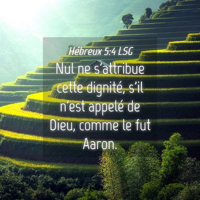 Picture 04 - Hébreux 5:4 LSG - Nul ne s'attribue cette dignité, s'il n'est - Bible Verse Picture