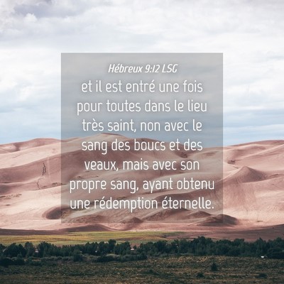 Picture 04 - Hébreux 9:12 LSG - et il est entré une fois pour toutes dans le - Bible Verse Picture