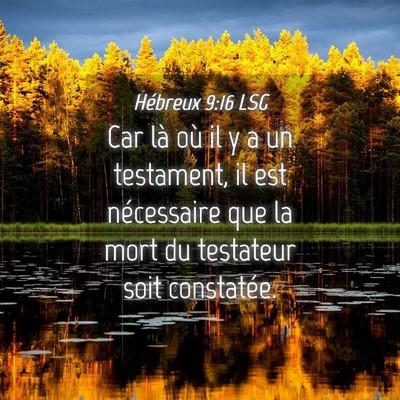 Picture 04 - Hébreux 9:16 LSG - Car là où il y a un testament, il est - Bible Verse Picture