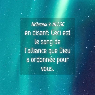 Picture 04 - Hébreux 9:20 LSG - en disant: Ceci est le sang de l'alliance que - Bible Verse Picture