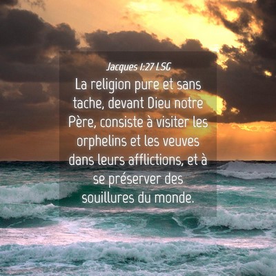 Picture 04 - Jacques 1:27 LSG - La religion pure et sans tache, devant Dieu notre - Bible Verse Picture