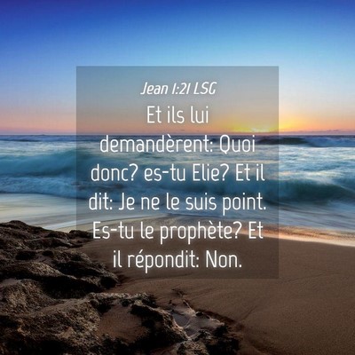 Picture 04 - Jean 1:21 LSG - Et ils lui demandèrent: Quoi donc? es-tu Elie? - Bible Verse Picture