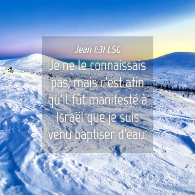 Picture 04 - Jean 1:31 LSG - Je ne le connaissais pas, mais c'est afin qu'il - Bible Verse Picture