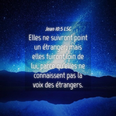 Picture 04 - Jean 10:5 LSG - Elles ne suivront point un étranger; mais elles - Bible Verse Picture