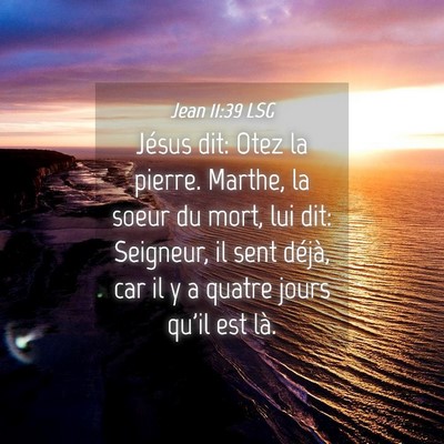 Picture 04 - Jean 11:39 LSG - Jésus dit: Otez la pierre. Marthe, la soeur du - Bible Verse Picture