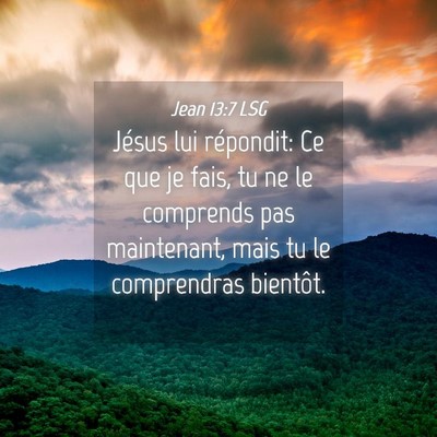 Picture 04 - Jean 13:7 LSG - Jésus lui répondit: Ce que je fais, tu ne le - Bible Verse Picture
